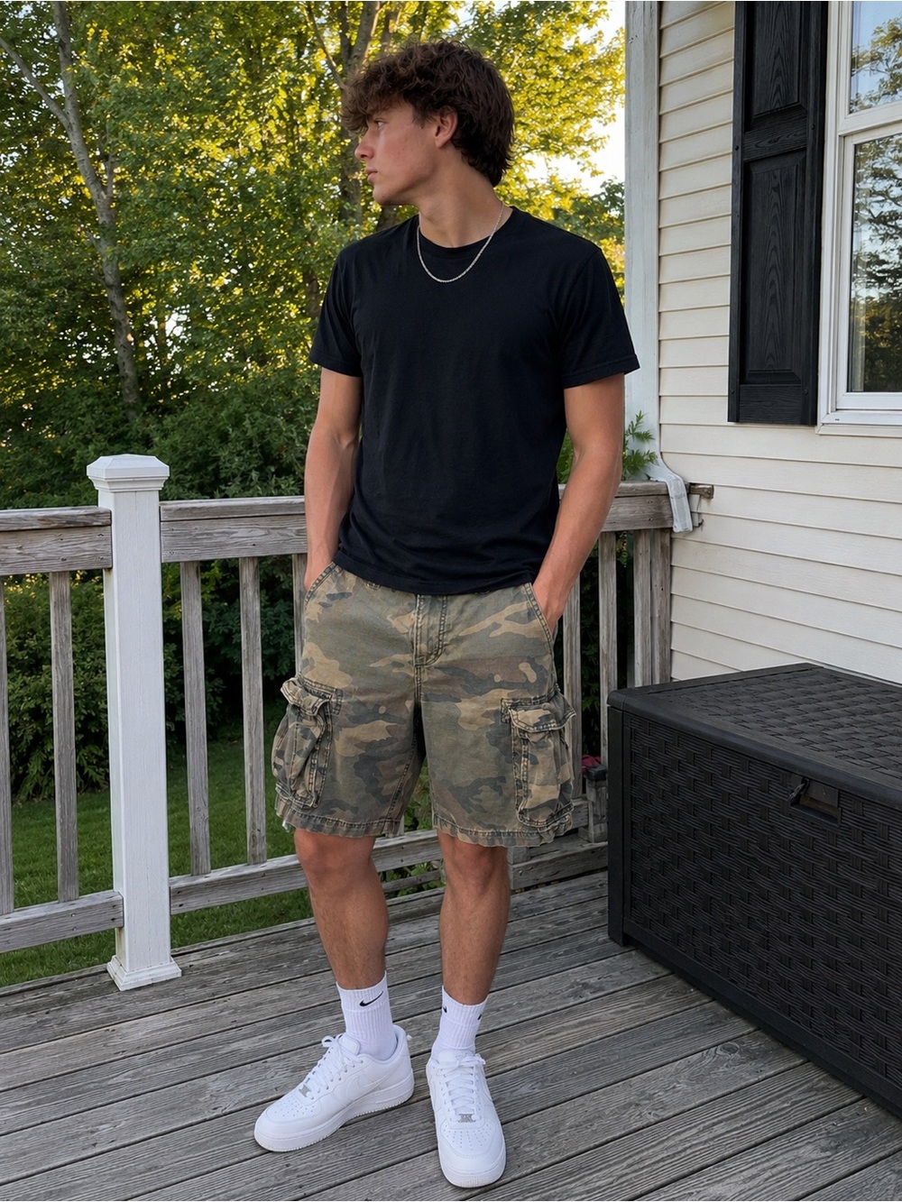 Old Navy Camo Cargo Shorts - Green/Brown